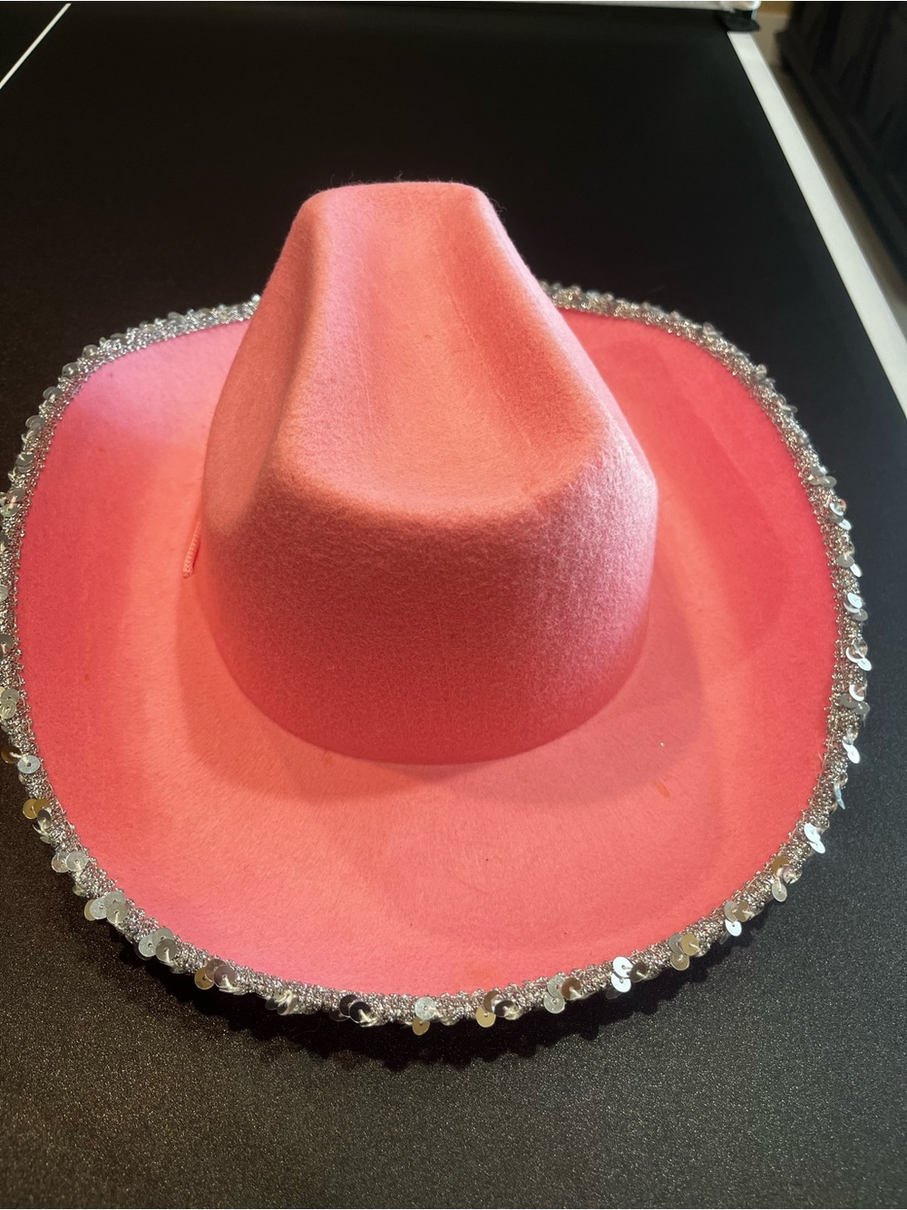 Pink Rhinestone Trim Cowgirl Hat with Silver Tiara Accent - Picture 2 of 3